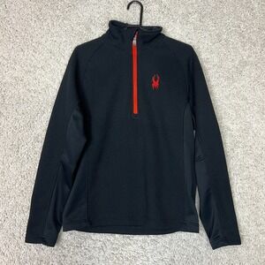 Spyder Core Sweater Mens Small Black 1/2 Zip Pullover Fleece Lined Winter Ski